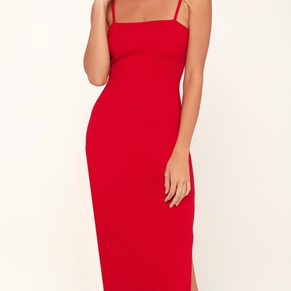 NWOT lulus red midi dress